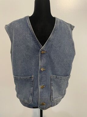 Men's Blue Denim Vest with Front Pockets
